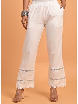 Lakshita - White Palazzo With Hem Detail