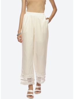Lakshita - Off-white Palazzo Pants With Lace Detail
