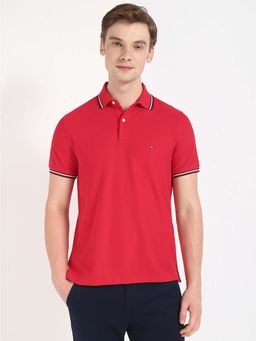 Tommy Hilfiger - Red Solid Regular Fit Polo T-Shirt