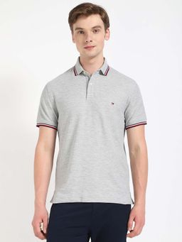 Tommy Hilfiger - Grey Solid Regular Fit Polo T-Shirt