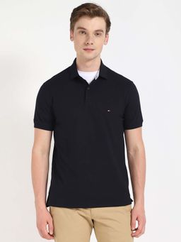 Tommy Hilfiger - Navy Blue Solid Regular Fit Polo T-Shirt
