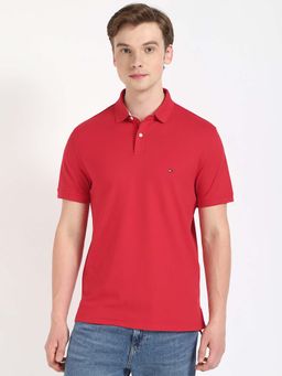 Tommy Hilfiger - Red Solid Regular Fit Polo T-Shirt