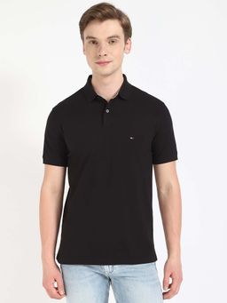Tommy Hilfiger - Black Solid Regular Fit Polo T-Shirt