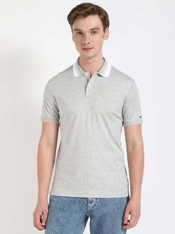 Tommy Hilfiger - Grey Solid Regular Fit Polo T-Shirt