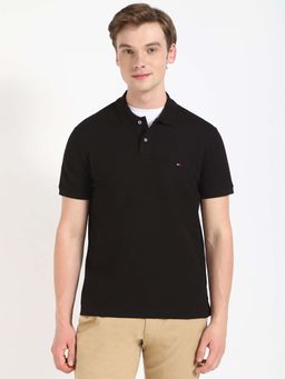 Tommy Hilfiger - Black Solid Regular Fit Polo T-Shirt