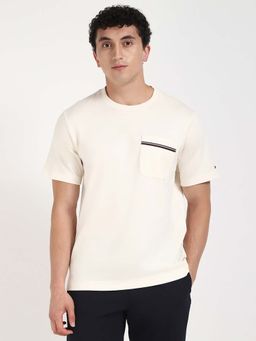 Tommy Hilfiger - Off White Solid Regular Fit T-Shirt