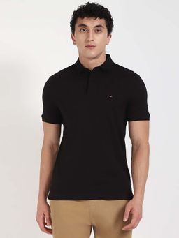 Tommy Hilfiger - Black Solid Regular Fit Polo T-Shirt