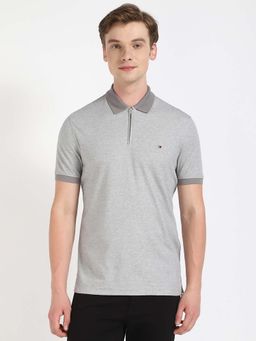 Tommy Hilfiger - Grey Solid Regular Fit Polo T-Shirt