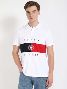 Tommy Hilfiger - White Colorblock Regular Fit Polo T-Shirt