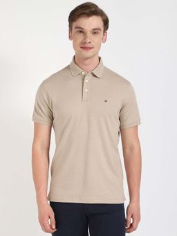 Tommy Hilfiger - Beige Printed Regular Fit Polo T-Shirt