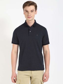 Tommy Hilfiger - Blue Printed Regular Fit Polo T-Shirt