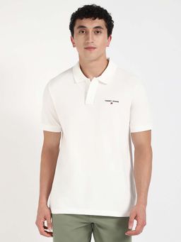 Tommy Hilfiger - White Solid Regular Fit Polo T-Shirt