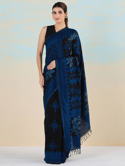 Navyasa By Liva - Blue Jacquard Woven Saree with Unstitched Blouse