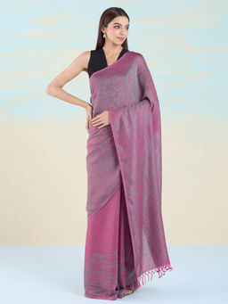 Navyasa By Liva - Multi Color Jacquard Print Saree with Unstitched Blouse