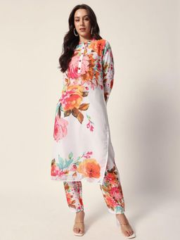 ISHIN - Women Off White Muslin Kurta and Pant