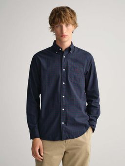 GANT - Men Blue Checked Regular Fit Shirt