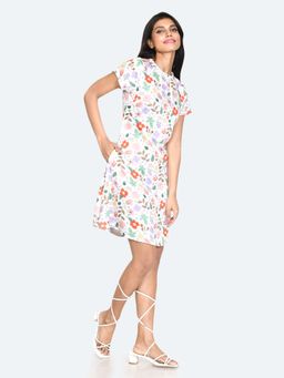 Zink London - Womens White Printed Mini Dress