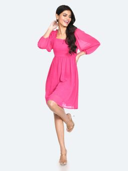 Zink London - Womens Pink Solid Mini Dress