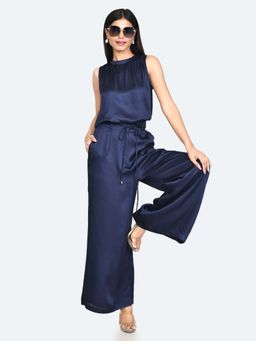 Zink London - Womens Blue Solid Trouser