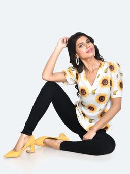 Zink London - Womens White Floral Top