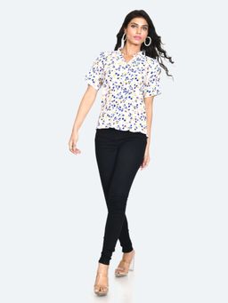 Zink London - Womens Off White Printed Top