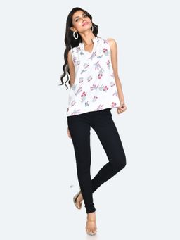 Zink London - Womens White Floral Top