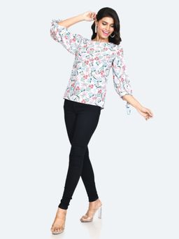 Zink London - Womens White Floral Top