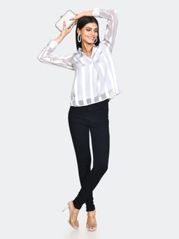 Zink London - Womens Grey Stripes Top
