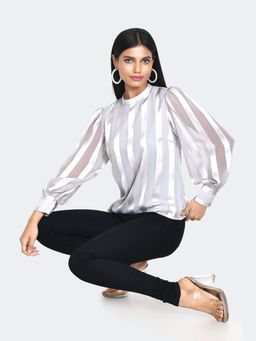 Zink London - Womens Grey Stripes Top