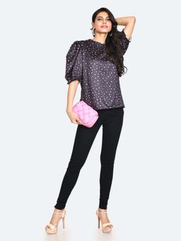 Zink London - Womens Black Printed Top
