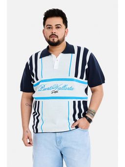 Snitch - White Embroidered Collar Neck Polo T-Shirt