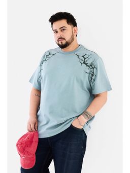 Snitch - Blue Printed Round Neck T-Shirt