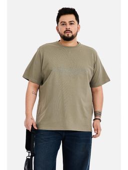 Snitch - Olive Embroidered Round Neck T-Shirt