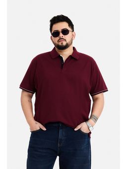 Snitch - Wine Solid/Plain Collar Neck Polo T-Shirt