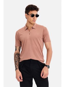 Snitch - Rust Textured Collar Neck Polo T-Shirt