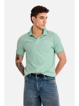 Snitch - Green Textured Collar Neck Polo T-Shirt