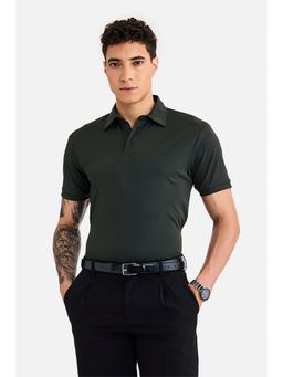 Snitch - Olive Solid/Plain Collar Neck Polo T-Shirt