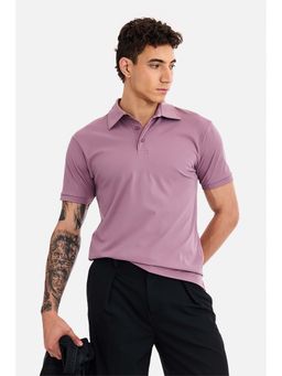 Snitch - Mauve Solid/Plain Collar Neck Polo T-Shirt