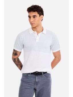 Snitch - White Textured Collar Neck Polo T-Shirt