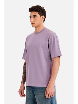 Snitch - Mauve Solid/Plain Crew Neck T-Shirt