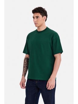Snitch - Green Solid/Plain Crew Neck T-Shirt