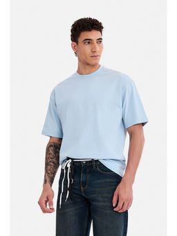 Snitch - Blue Solid/Plain Crew Neck T-Shirt