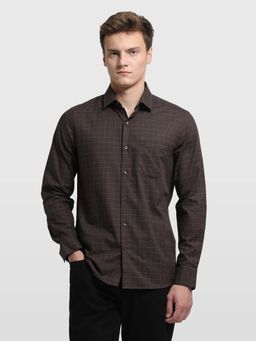 Arrow - Brown Checks Collar Neck Shirt