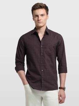 Arrow - Maroon Checks Collar Neck Shirt