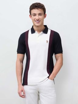 U.S. Polo Assn. Denim Co. - Black Colorblock Collar Neck Polo T-Shirt