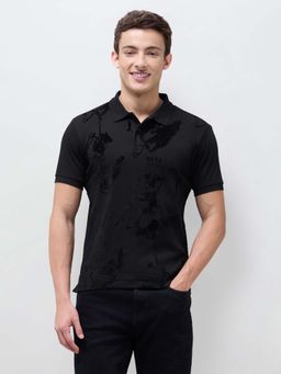 U.S. Polo Assn. Denim Co. - Black Graphic Collar Neck Polo T-Shirt