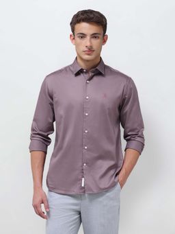 U.S. POLO ASSN. - Mauve Solid/Plain Collar Neck Shirt