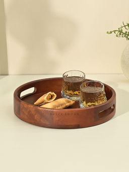 Brick Brown - Classic Round Serving Tray from Mahogany Collection