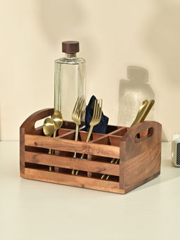 Brick Brown - Two in One Flatware Organizer and Tea Glass Holder