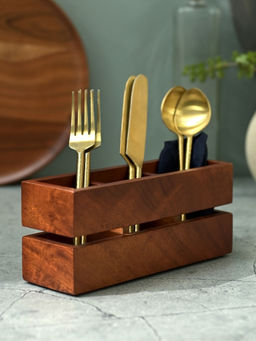 Brick Brown - Cranny Cutlery Caddy-Holder from Mahogany Collection